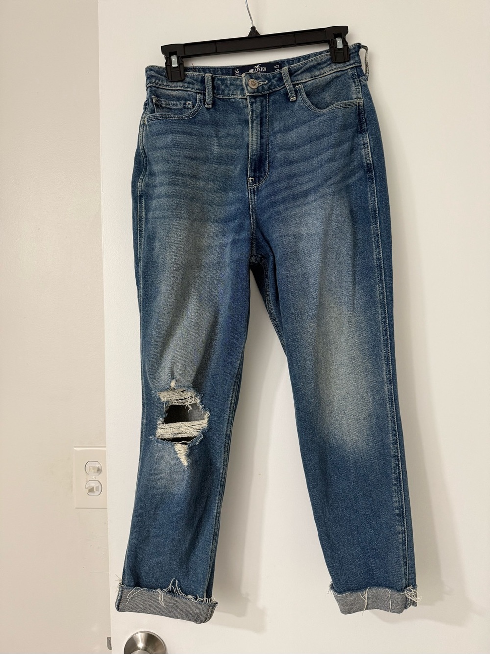 Blue Distressed Women’s Jeans - Classic Mid Wash